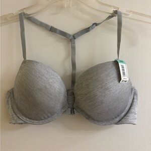 Stylish Gray T-Back Bra